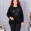 Tunica maxi din tricotaj finut cu aplicatie din margele-negru cod 6869