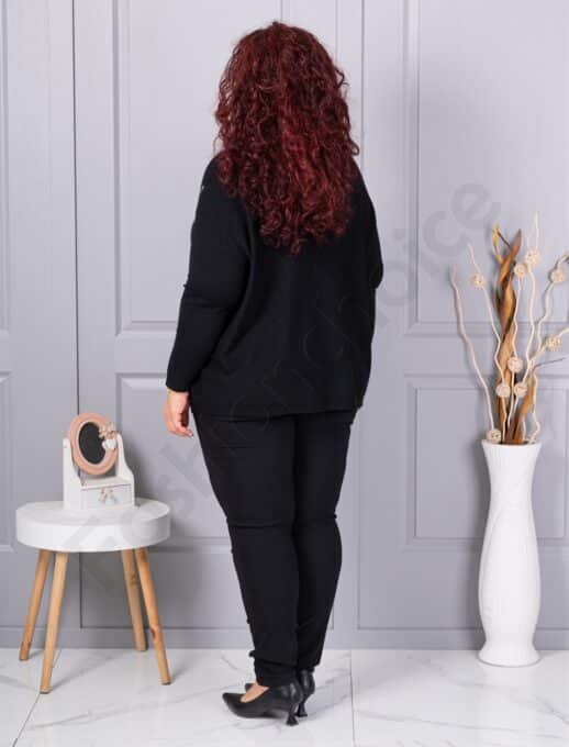 Tunica maxi din tricotaj finut cu aplicatie din margele-negru cod 6869