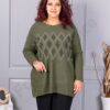 Tunica maxi eleganta din tricotaj finut cu figuri din pietricele-kaki cod 2057-3