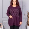 Tunica maxi eleganta din tricotaj finut cu figuri din pietricele-burgundy cod 2057-4