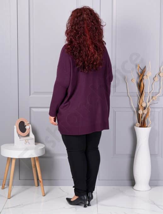 Tunica maxi eleganta din tricotaj finut cu figuri din pietricele-burgundy cod 2057-4