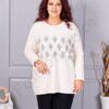 Tunica maxi eleganta din tricotaj finut cu figuri din pietricele-ecru cod 2057-2