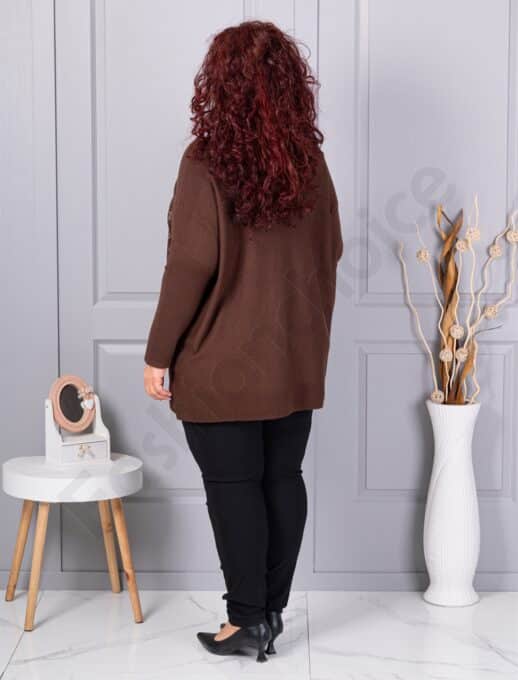 Tunica maxi eleganta din tricotaj finut cu figuri din pietricele-maro cod 2057-1