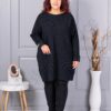 Tunica maxi din tricotaj finut cu linie alungita si accent la manseta-negru cod 7577