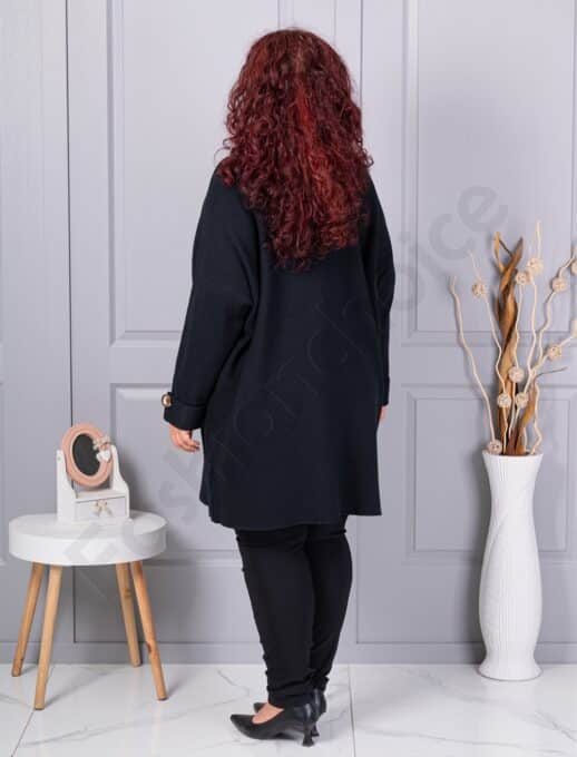 Tunica maxi din tricotaj finut cu linie alungita si accent la manseta-negru cod 7577