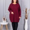 Tunica maxi din tricotaj finut cu linie alungita si accent la manseta-bordo cod 7577-4