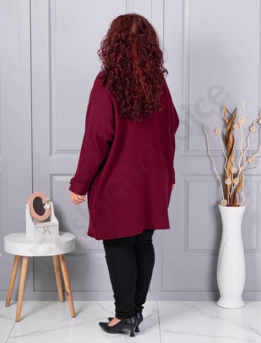 Tunica maxi din tricotaj finut cu linie alungita si accent la manseta-bordo cod 7577-4