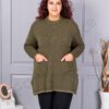 Tunica maxi eleganta din tricotaj finut cu buzunare-kaki cod 86831-3