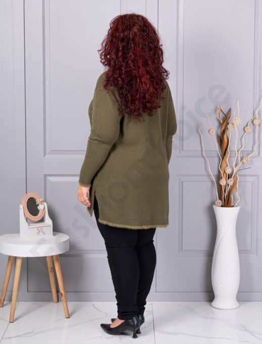 Tunica maxi eleganta din tricotaj finut cu buzunare-kaki cod 86831-3