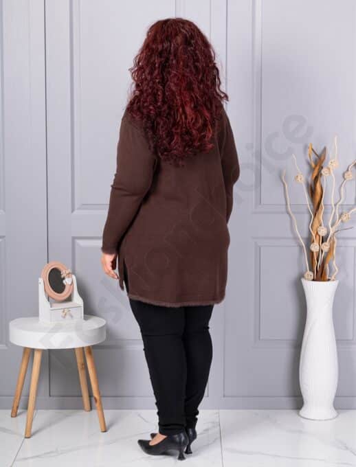 Tunica maxi eleganta din tricotaj finut cu buzunare-ciocolata cod 86831-1