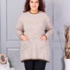 Tunica maxi eleganta din tricotaj finut cu buzunare-moca cod 86831-2