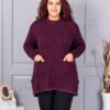 Tunica maxi eleganta din tricotaj finut cu buzunare-marsala cod 86831-4