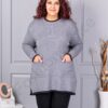 Tunica maxi eleganta din tricotaj finut cu buzunare-gri cod 86831-5