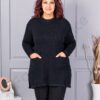 Tunica maxi eleganta din tricotaj finut cu buzunare-negru cod 86831