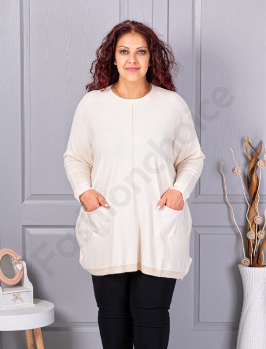 Tunica maxi eleganta din tricotaj finut cu bordura stralucitoare-capucino cod 2037-3