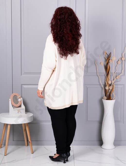 Tunica maxi eleganta din tricotaj finut cu bordura stralucitoare-capucino cod 2037-3