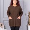 Tunica maxi eleganta din tricotaj finut cu bordura stralucitoare-cafea cod 2037-1
