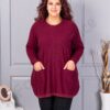 Tunica maxi eleganta din tricotaj finut cu bordura stralucitoare-bordo cod 2037-2