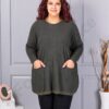 Tunica maxi eleganta din tricotaj finut cu bordura stralucitoare-kaki cod 2037-4