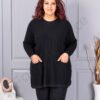Tunica maxi eleganta din tricotaj finut cu bordura stralucitoare-negru cod 2037