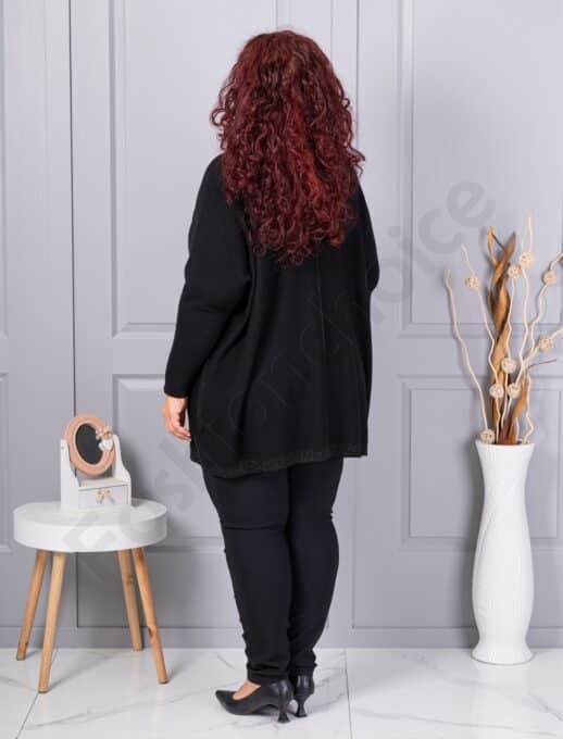 Tunica maxi eleganta din tricotaj finut cu bordura stralucitoare-negru cod 2037