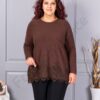 Tunica maxi din tricotaj finut cu bordur din dantela bruxelles-ciocolata cod 6900-4