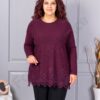 Tunica maxi din tricotaj finut cu bordur din dantela bruxelles-burgundy cod 6900-2