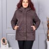 Geaca maxi usoara cu guler inalt si gluga-ciocolata cod 9880-2