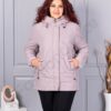 Geaca maxi usoara cu guler inalt si gluga-moca cod 9880-3