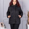 Geaca maxi usoara cu guler inalt si gluga-negru cod 9880
