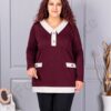 Tunica maxi eleganta cu guler si nasturi-bordo cod 1475
