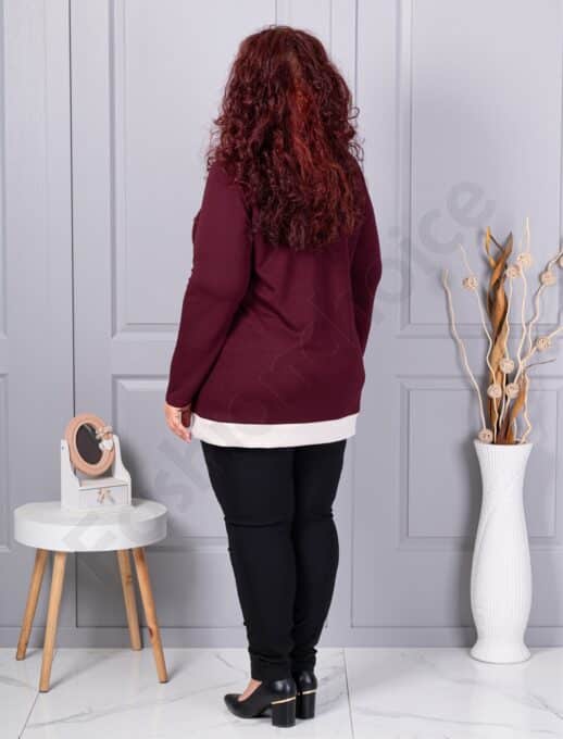 Tunica maxi eleganta cu guler si nasturi-bordo cod 1475