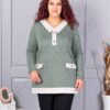Tunica maxi eleganta cu guler si nasturi-menta cod 1475-2