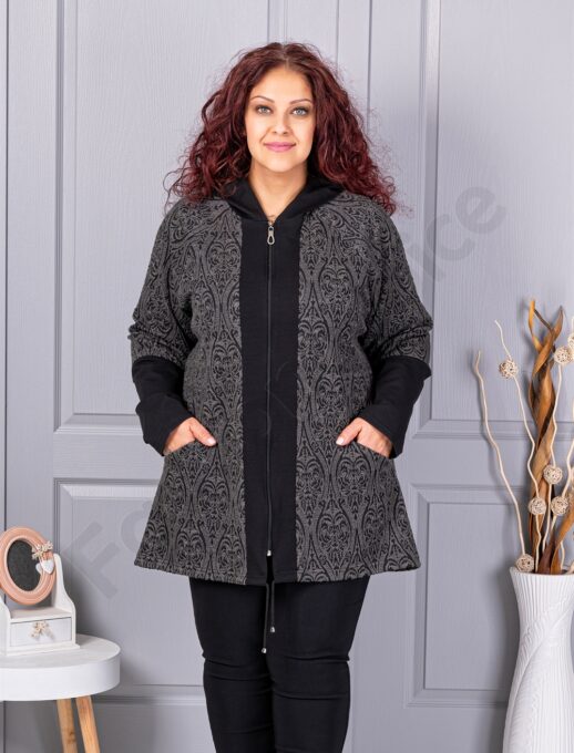 Jacheta maxi elegant de dama cu imprimeu Baroc cod 1212-5