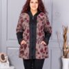Jacheta maxi de dama cu imprimeu trandafiri rosii-moca cod 1212-4