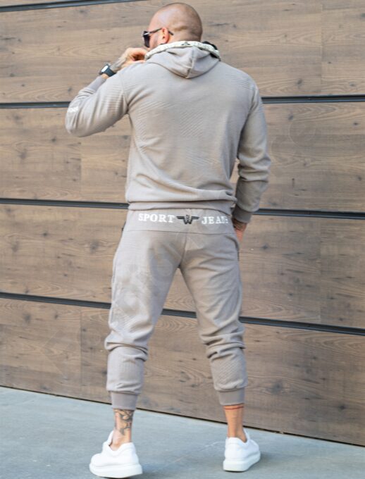Compleu gros pentru barbati cu hanorac hoodie si broderie-moca cod 5262-1