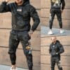 Compleu pentru barbati cu hanorac hoodie si imprimeu ICON-negru cod 349