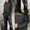 Compleu pentru barbati cu hanorac hoodie si fermoare metalice-negru cod 6658