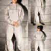 Compleu pentru barbati cu hanorac hoodie si fermoare STYLE DESIGN-gri cod 6660-1