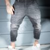 Blugi pentru barbati cu turul lasat si efect usor zgariat-negru cod 12913