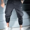 Pantalon jogger pentru barbati cu emblema mica-negru cod 3119