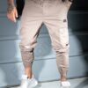 Pantalon jogger pentru barbati cu emblema mica-bej cod 3119-2