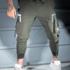 Pantalon sport pentru barbati din fas cu buzunare cargo si fermoar la gamba-kaki cod 5568-2