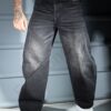 Blugi BAGGY STYLE pentru barbati cu efect prespalat-negru cod 8636
