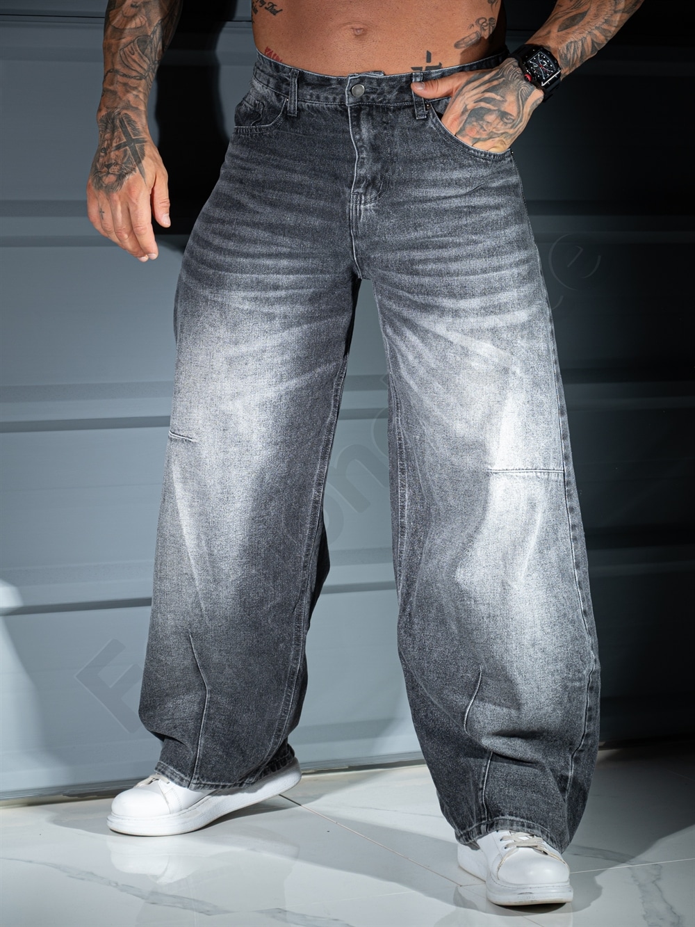 Blugi BAGGY STYLE pentru barbati cu efect prespalat-gri cod 536Blugi BAGGY STYLE pentru barbati cu efect prespalat-gri cod 536
