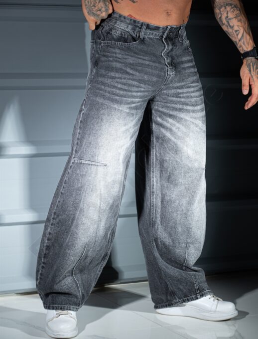 Blugi BAGGY STYLE pentru barbati cu efect prespalat-gri cod 536