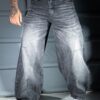 Blugi BAGGY STYLE pentru barbati cu efect prespalat-gri cod 536