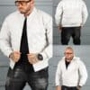 Geaca bomber din material fas impermeabil cu aplicatie RESPECT-gri cod 2508-2
