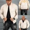 Geaca bomber din material fas impermeabil cu aplicatie RESPECT-bej cod 2508-1