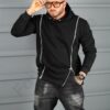 Hanorac hoodie gros cu fermoare si gluga-negru cod 26695